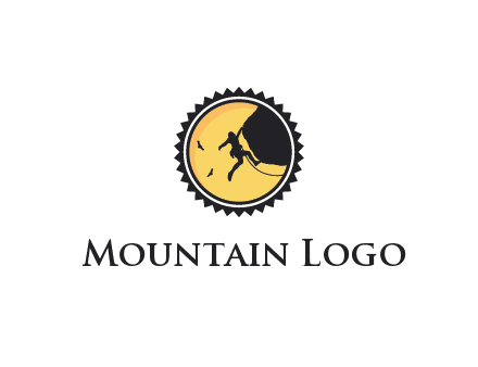 circular recreational sports logo featuring a rock climber