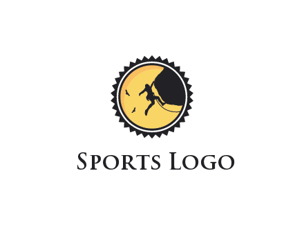 circular recreational sports logo featuring a rock climber