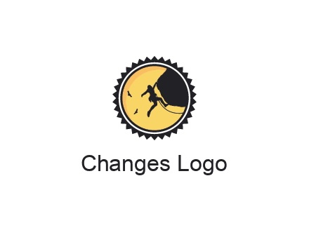 circular recreational sports logo featuring a rock climber