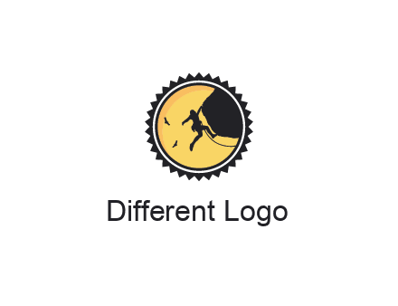 circular recreational sports logo featuring a rock climber