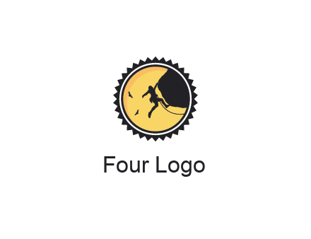 circular recreational sports logo featuring a rock climber