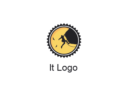 circular recreational sports logo featuring a rock climber