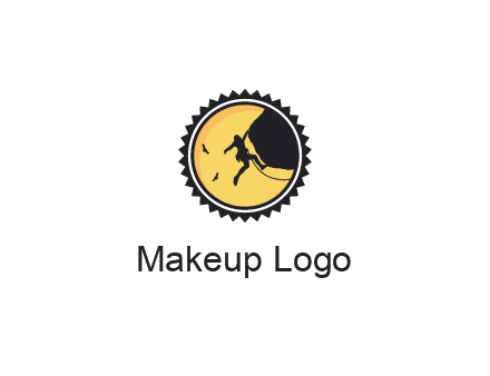 circular recreational sports logo featuring a rock climber