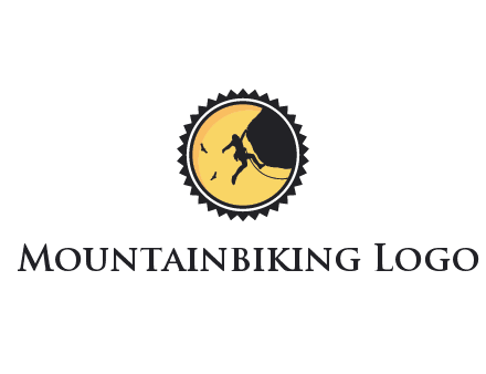 circular recreational sports logo featuring a rock climber