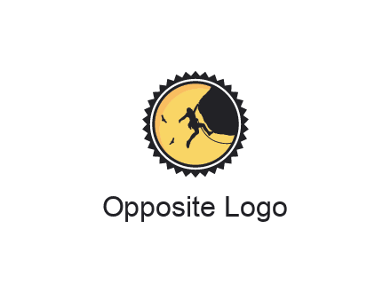 circular recreational sports logo featuring a rock climber
