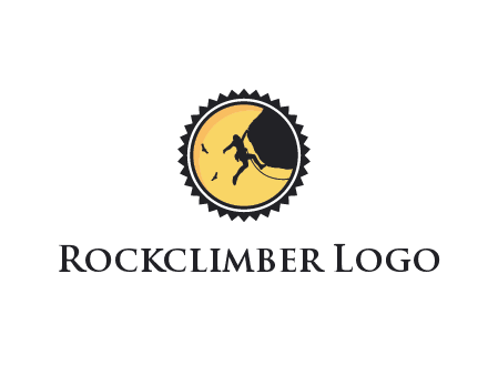 circular recreational sports logo featuring a rock climber