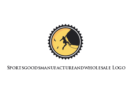 circular recreational sports logo featuring a rock climber