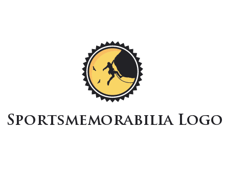 circular recreational sports logo featuring a rock climber