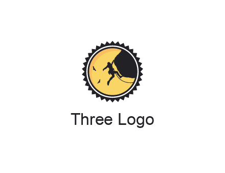 circular recreational sports logo featuring a rock climber