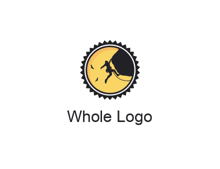 circular recreational sports logo featuring a rock climber
