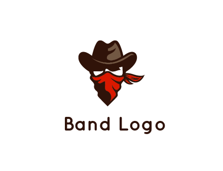 cowboy with a bandanna covering his face logo