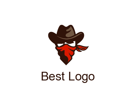 cowboy with a bandanna covering his face logo
