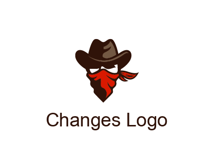 cowboy with a bandanna covering his face logo