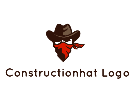 cowboy with a bandanna covering his face logo