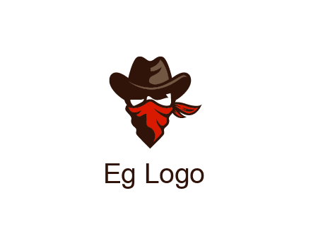 cowboy with a bandanna covering his face logo