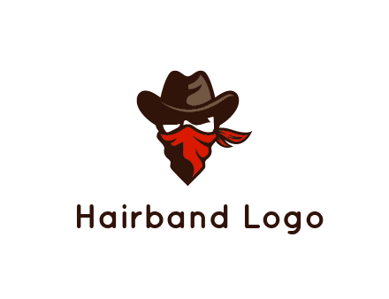 cowboy with a bandanna covering his face logo