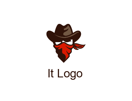 cowboy with a bandanna covering his face logo