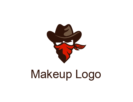 cowboy with a bandanna covering his face logo