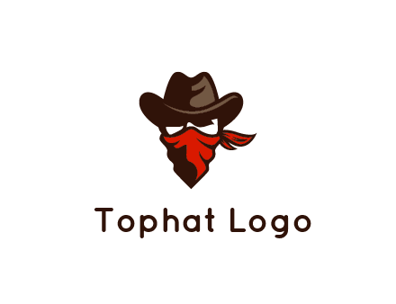 cowboy with a bandanna covering his face logo