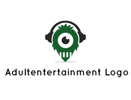 alien with one eye wearing headphones logo