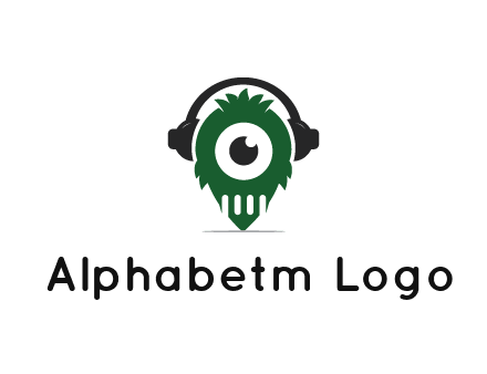 alien with one eye wearing headphones logo