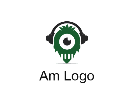 alien with one eye wearing headphones logo