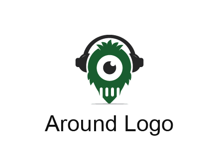 alien with one eye wearing headphones logo