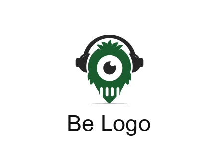 alien with one eye wearing headphones logo