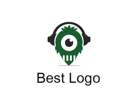 alien with one eye wearing headphones logo