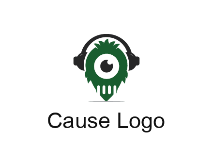 alien with one eye wearing headphones logo