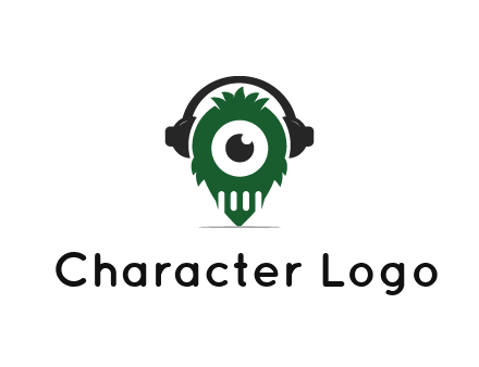 alien with one eye wearing headphones logo