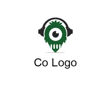 alien with one eye wearing headphones logo