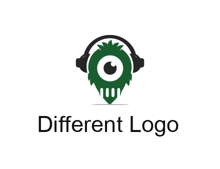 alien with one eye wearing headphones logo