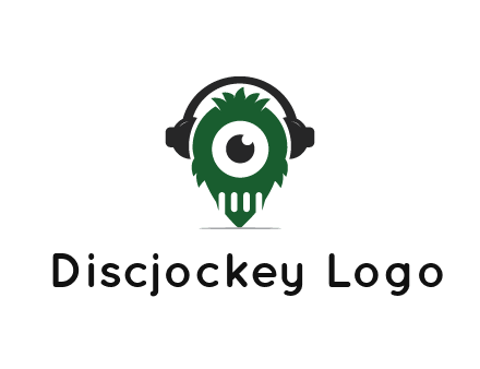 alien with one eye wearing headphones logo