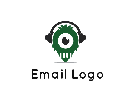 alien with one eye wearing headphones logo