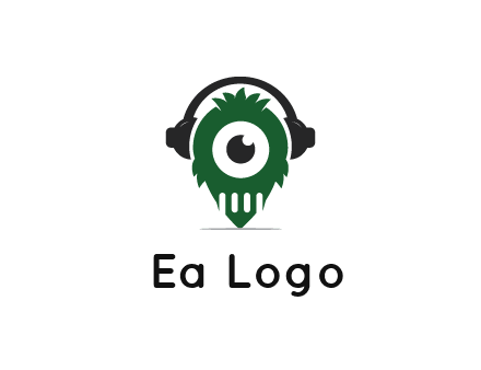 alien with one eye wearing headphones logo
