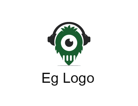 alien with one eye wearing headphones logo