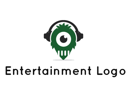 alien with one eye wearing headphones logo