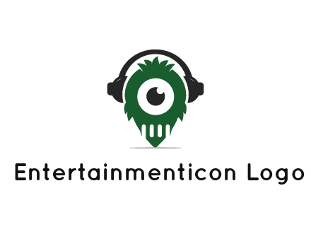 alien with one eye wearing headphones logo