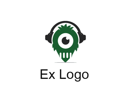 alien with one eye wearing headphones logo