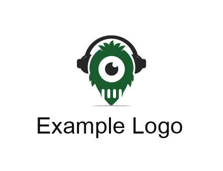 alien with one eye wearing headphones logo