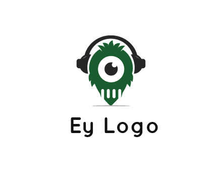 alien with one eye wearing headphones logo