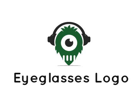 alien with one eye wearing headphones logo