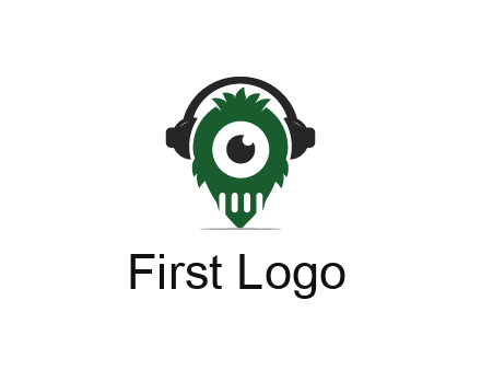 alien with one eye wearing headphones logo