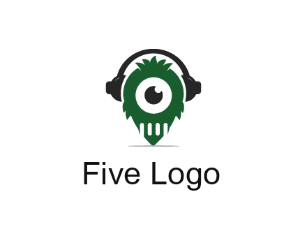 alien with one eye wearing headphones logo