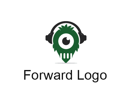 alien with one eye wearing headphones logo
