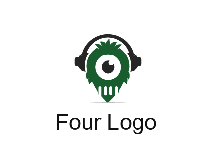 alien with one eye wearing headphones logo