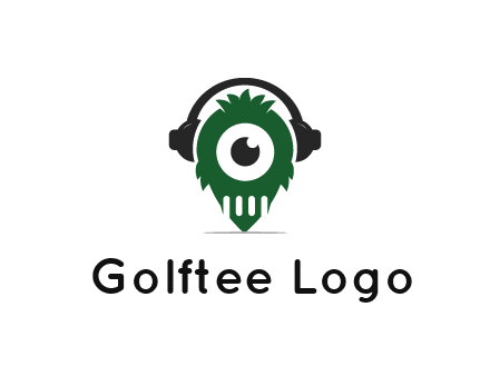 alien with one eye wearing headphones logo