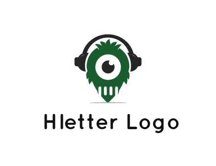 alien with one eye wearing headphones logo