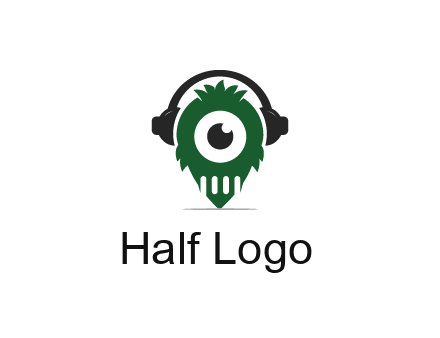 alien with one eye wearing headphones logo